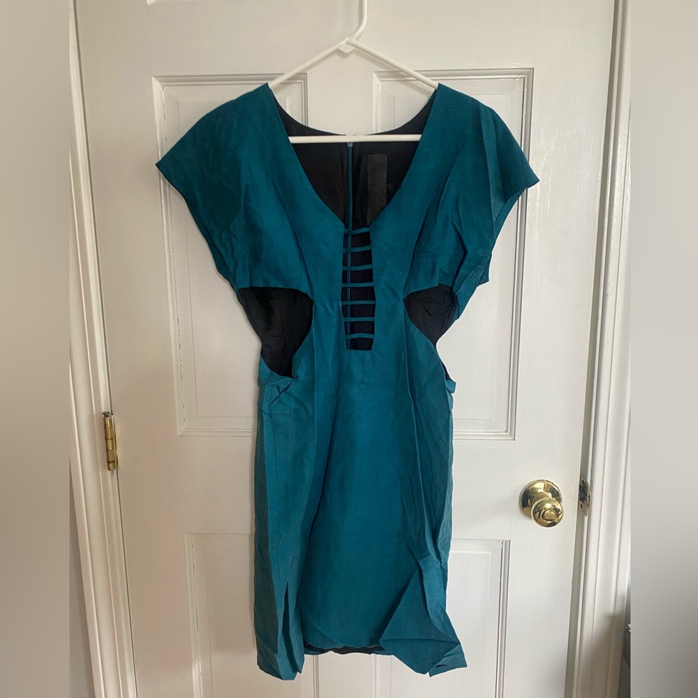 LEYENDECKER 100% silk cut out mini dress made in Los Angeles! NWOT
